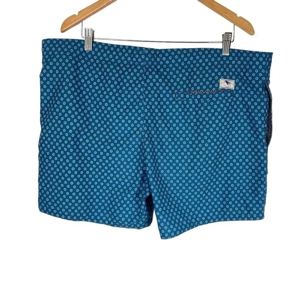 Ted Baker London Swim Trunks Blue Fish Floral Lined Pockets X-Large Vacation